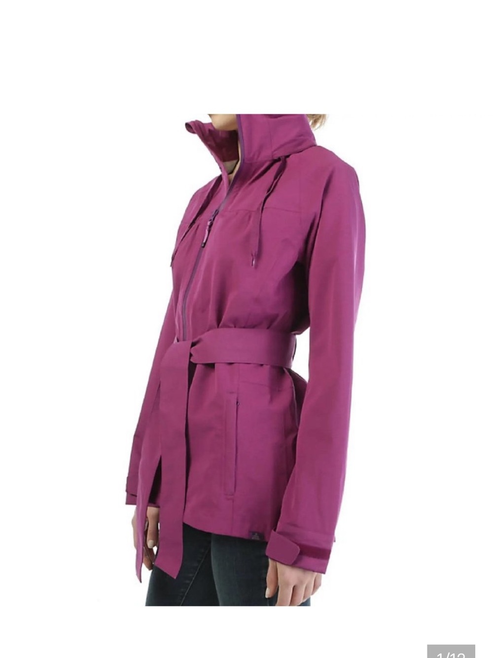 Prana Dark Grey Hooded Belted Trench Coat